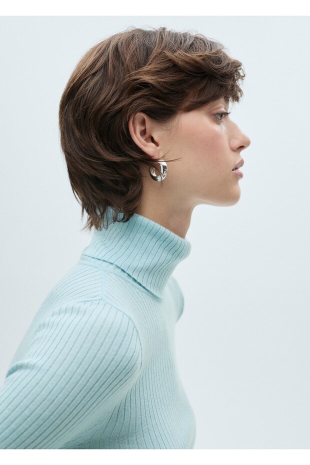 Yün karışımlı balıkçı yaka kazak - 6