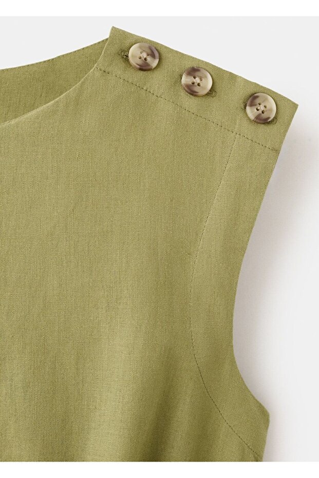 Anvelop kesim keten elbise - 7