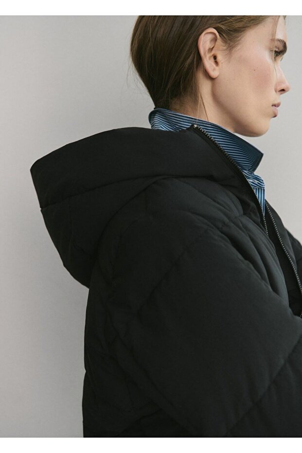 Kapüşonlu kapitone anorak - 6