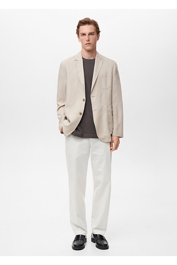 Slim fit keten blazer ceket - 2