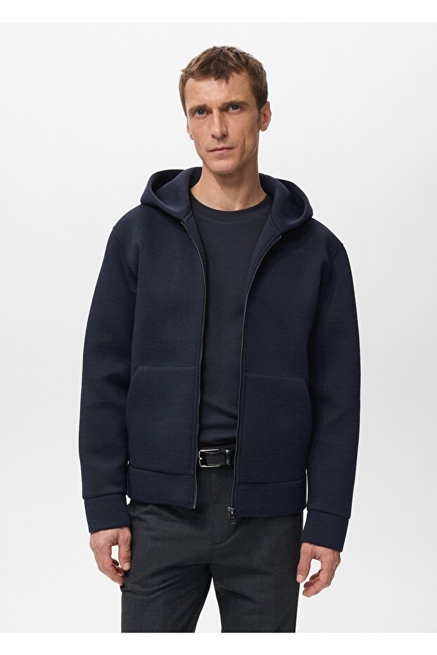 Neopren görünümlü fermuarlı sweatshirt - 1