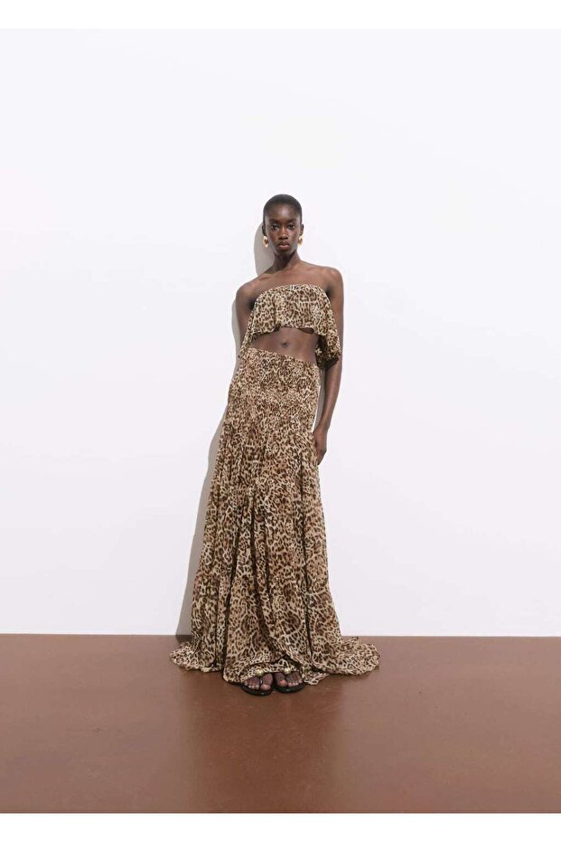 Hayvan desenli crop bluz - 6