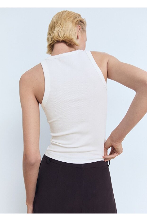 Lastik örgü pamuklu bluz - 4