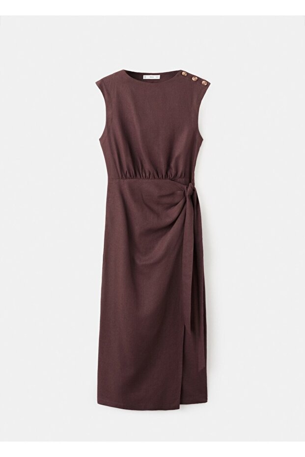 Anvelop kesim keten elbise - 3