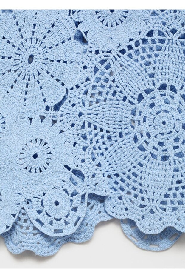 Kroşe çiçekli bluz - 5