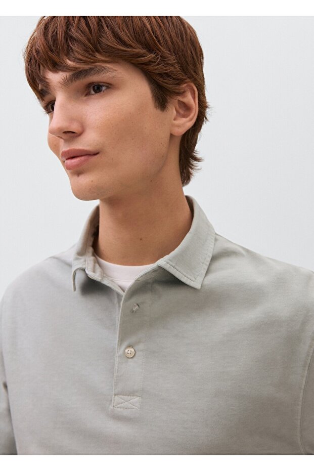 Pamuklu basic polo tişört - 6