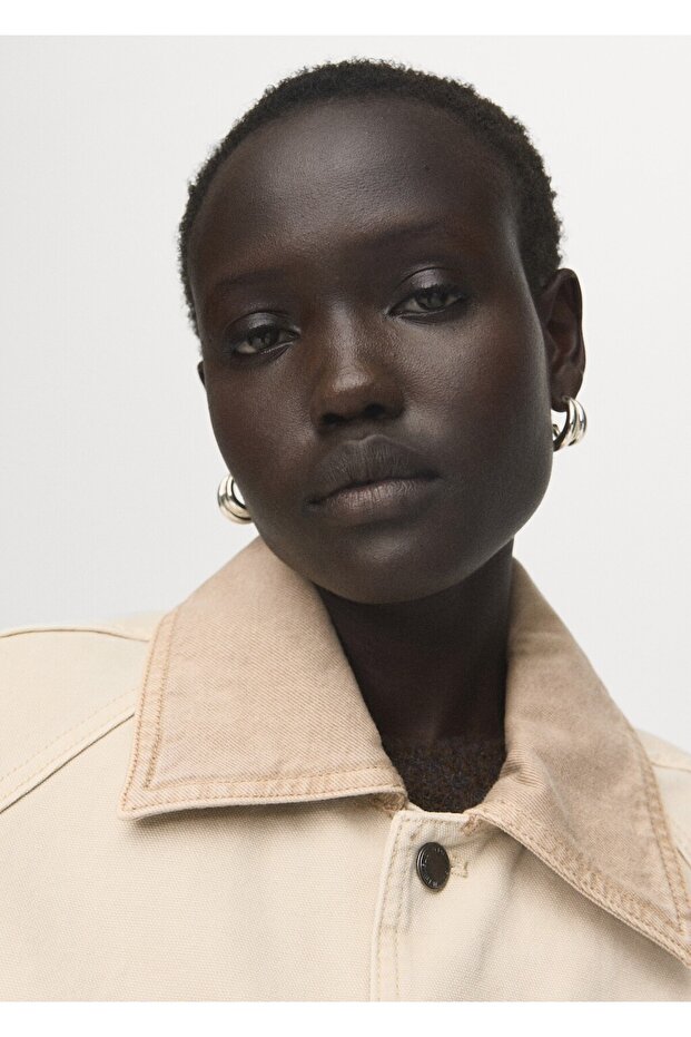 Kontrast yaka denim parka - 8