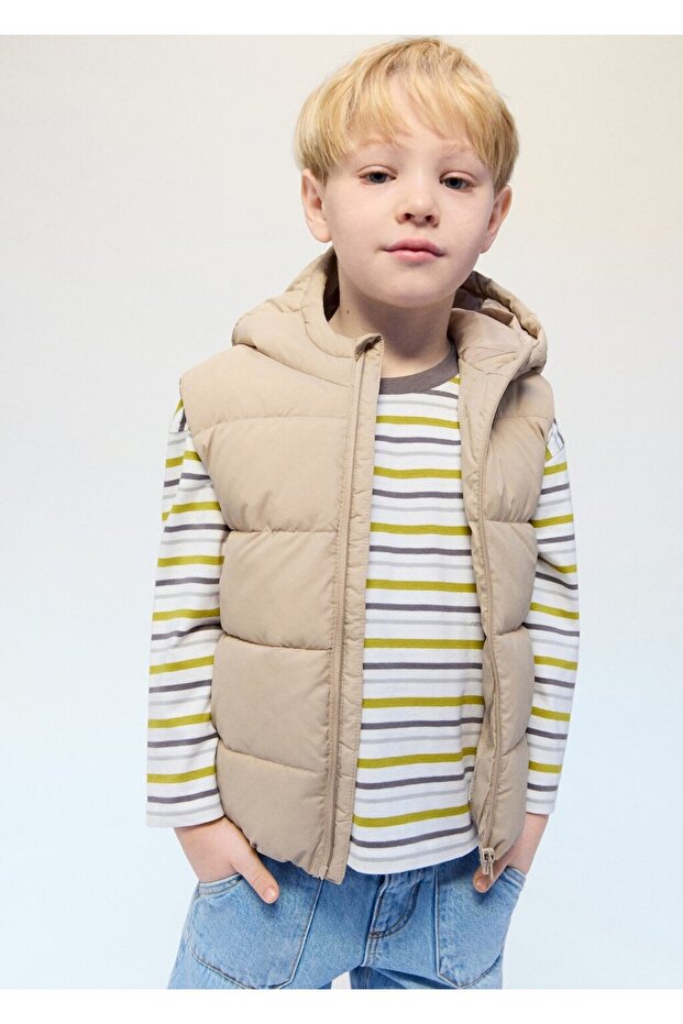 Kapüşonlu kapitone yelek - 1