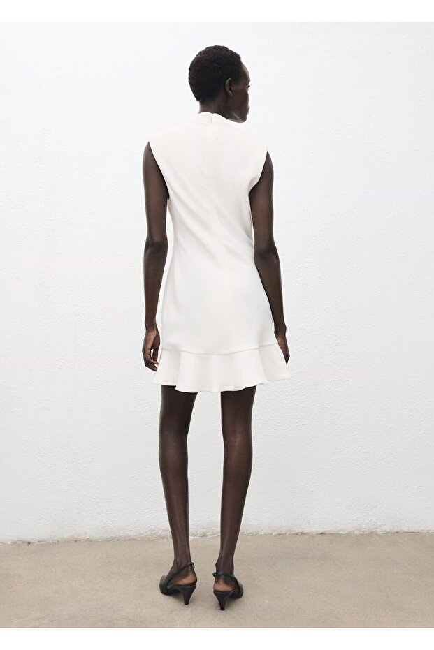 Perkins yaka volanlı elbise - 4