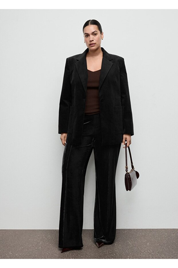 Dikişli kadife pantolon - 7