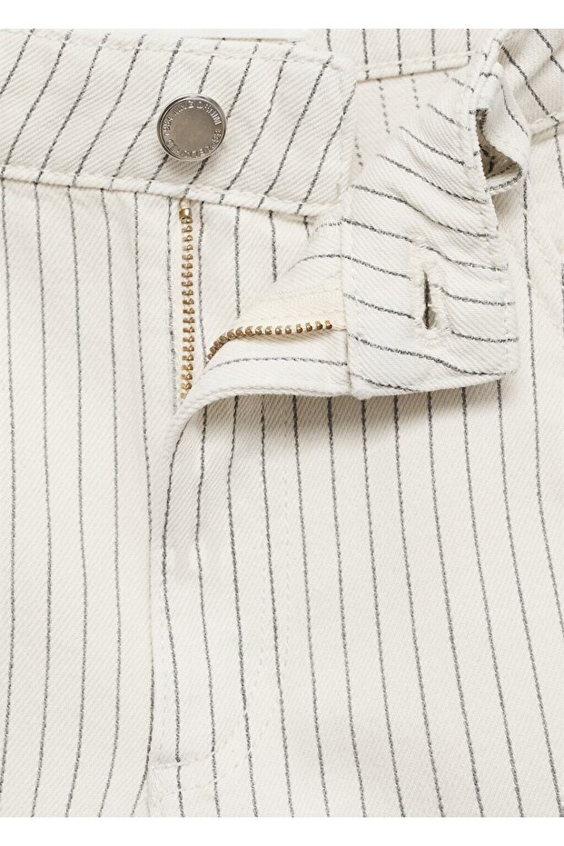 Çizgili denim bermuda şort - 7