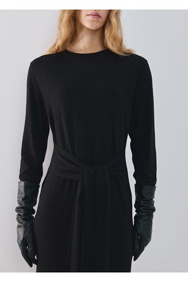 Düğümlü örgü elbise - 8