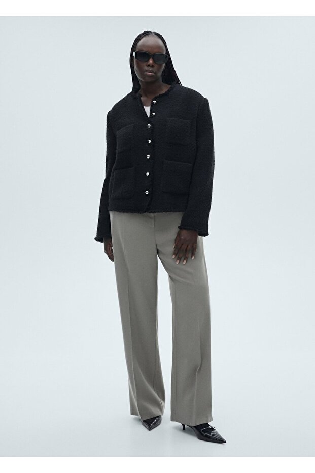 Düğmeleri taşlı tüvit ceket - 8