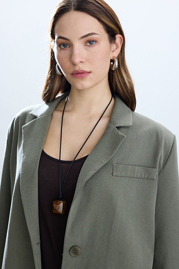 HAKİ YIRTMAÇLI BLAZER - 4