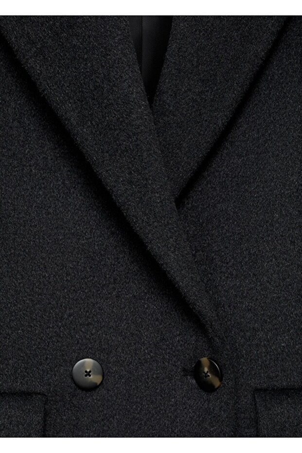 Kruvaze yün palto - 5