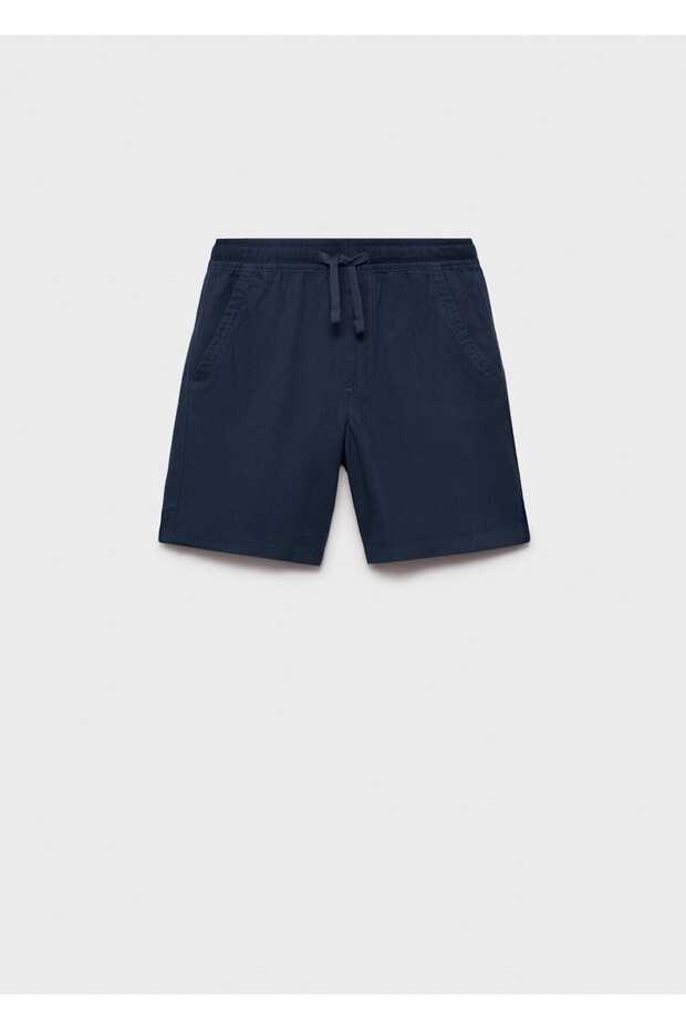 Beli elastik keten bermuda şort - 1