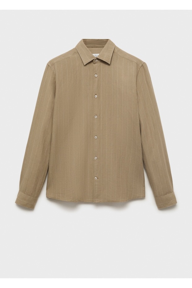Çizgili keten gömlek - 3