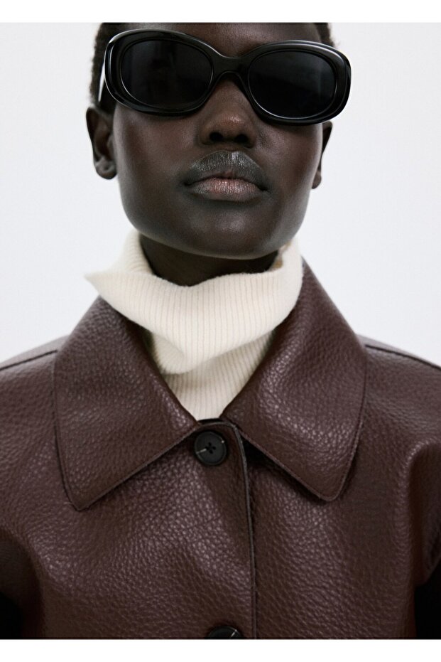 Deri görünümlü cepli ceket - 6