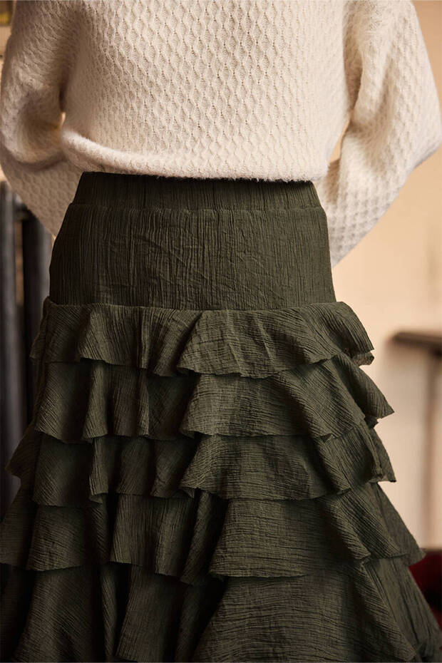 HAKİ KATLI ROMANTİK ETEK - 3