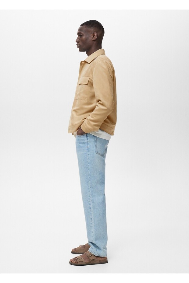 Süet deri görünümlü gömlek ceket - 7