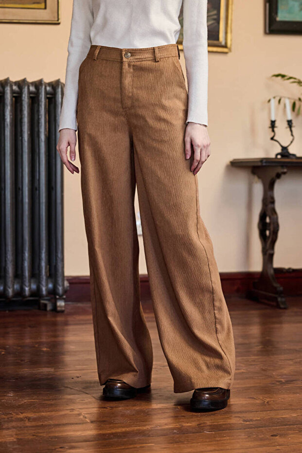 CAMEL FİTİLLİ KADİFE PANTOLON - 3