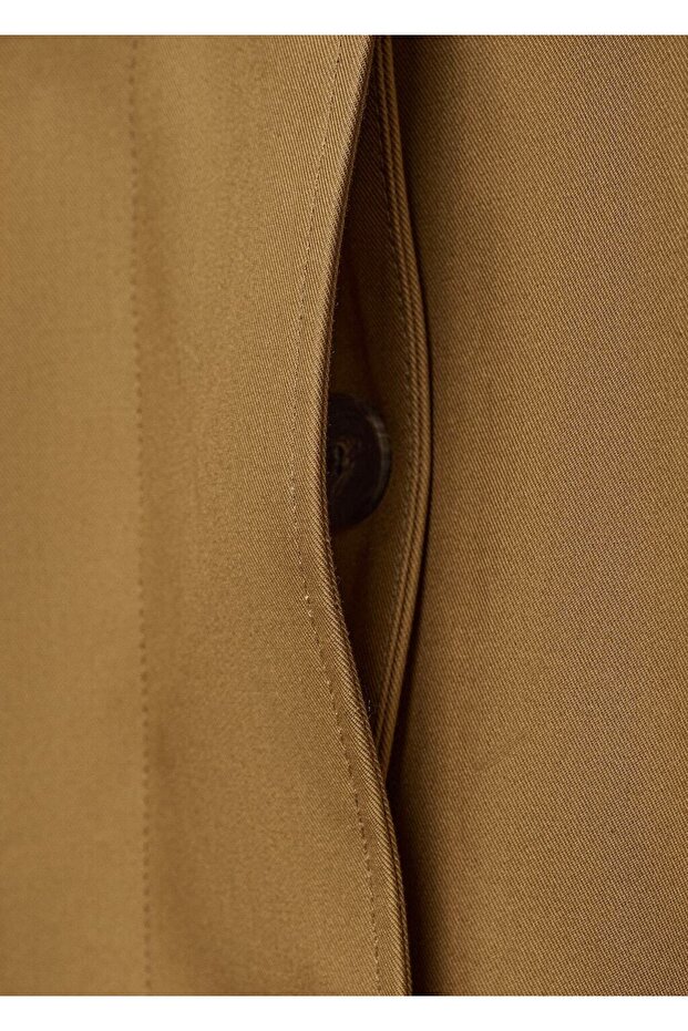 %100 pamuklu uzun trençkot - 8