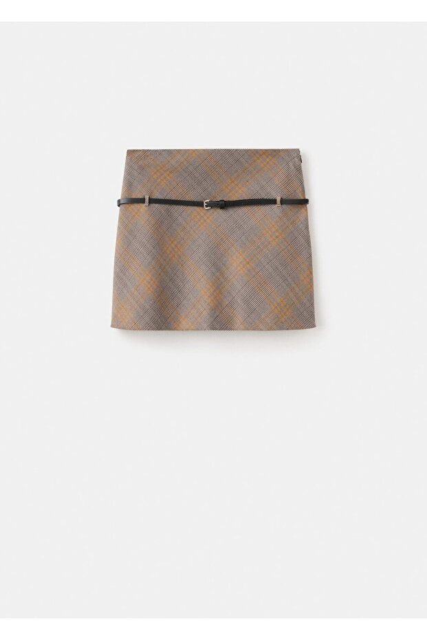 Kemerli kareli etek - 3