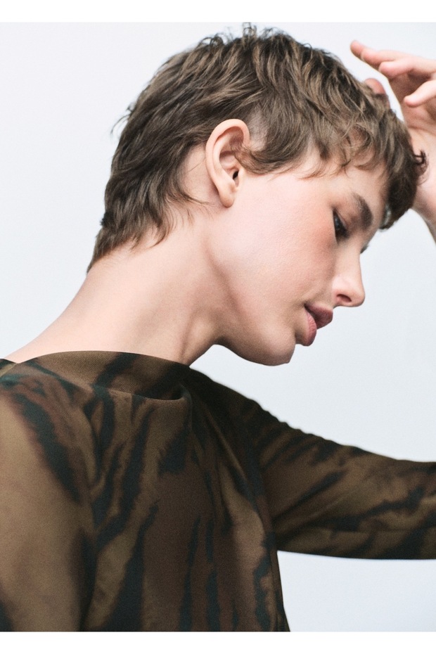 Saten hayvan desenli elbise - 8