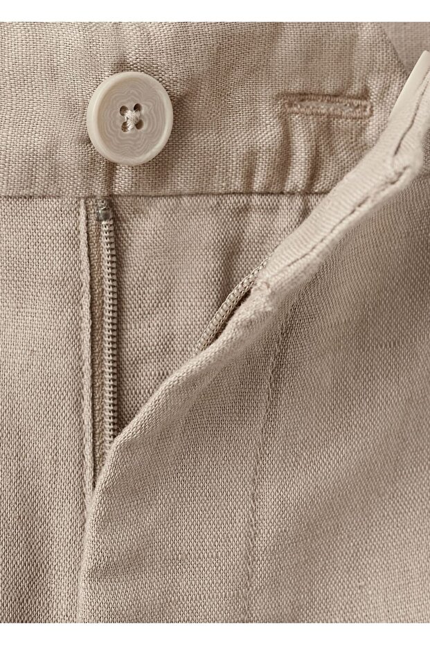 Keten-pamuk karışımlı bermuda şort - 5