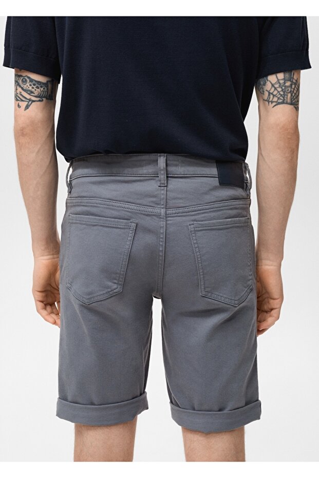 Slim fit kot bermuda şort - 8
