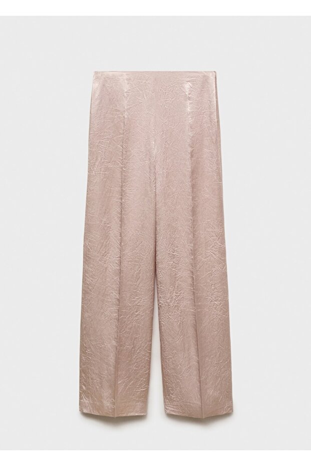 Kırışık efektli wide leg pantolon - 3