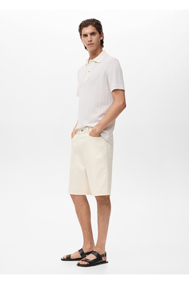 Rahat kesim denim bermuda şort - 7