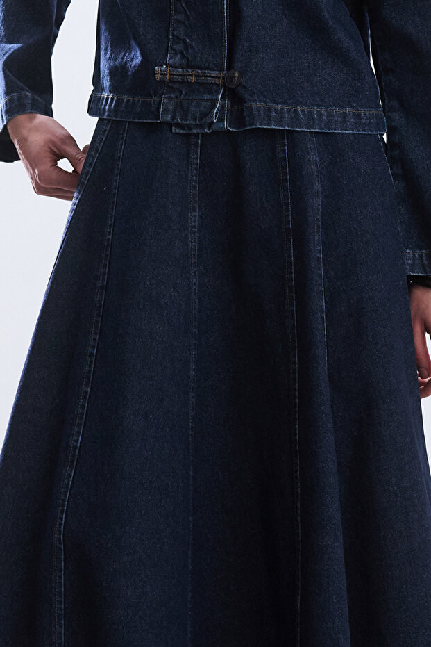 VOLANLI DENİM ETEK - 4