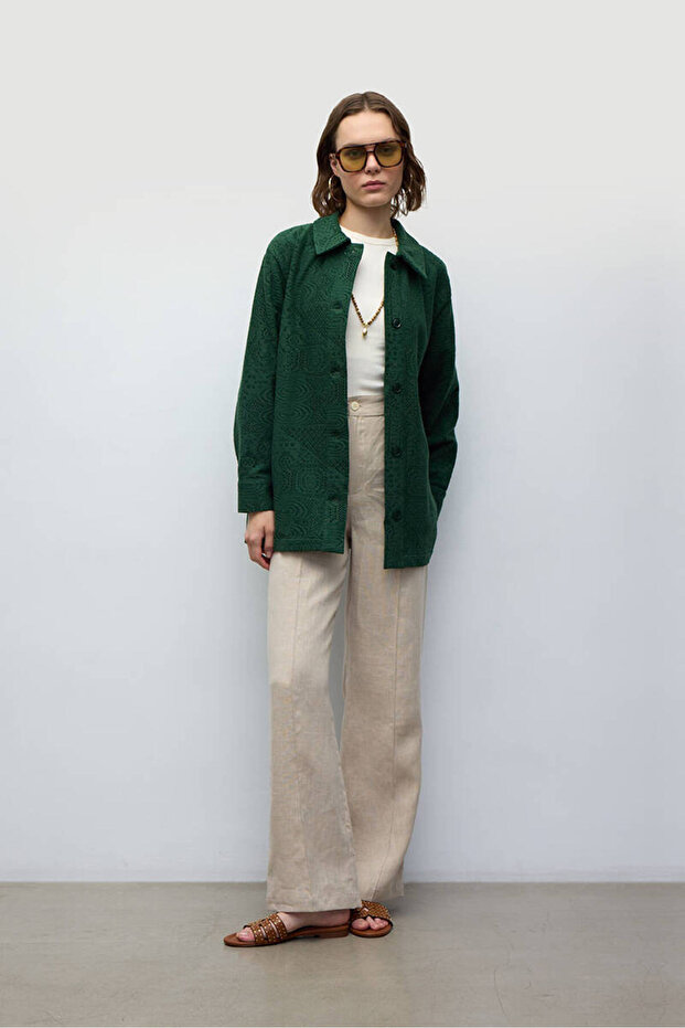 Forest Green Crocheted Jacket - 4