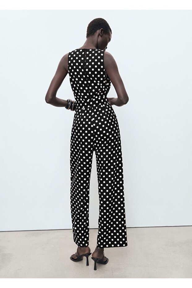 Puantiyeli kemerli tulum - 4