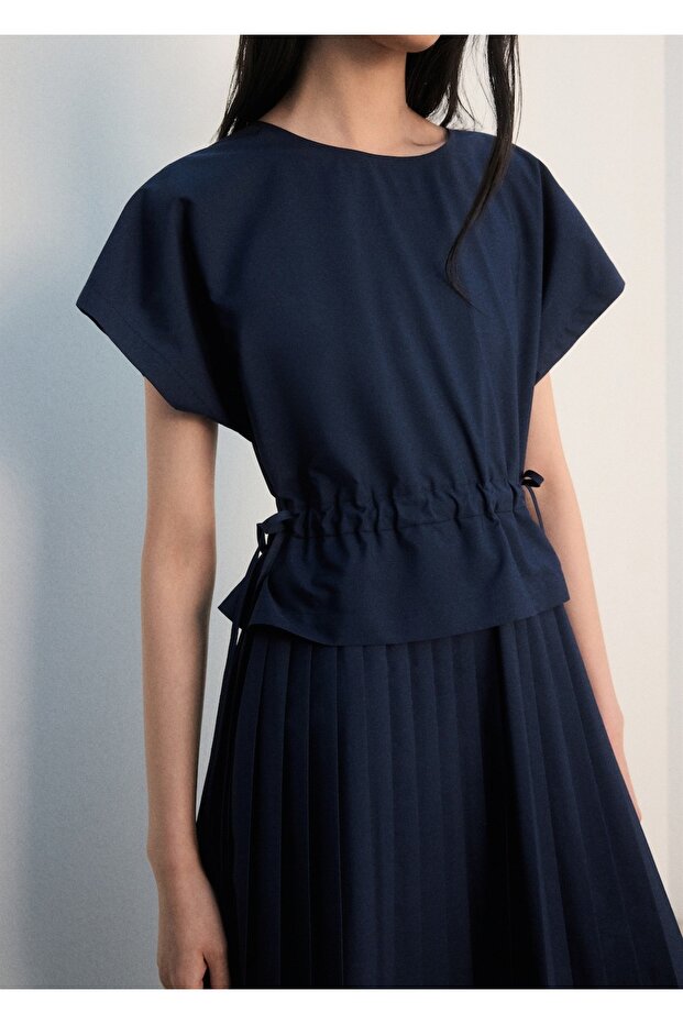 Pileli evaze elbise - 7