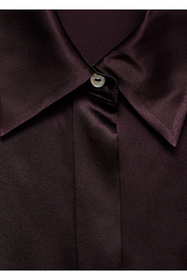 %100 saten ipek gömlek - 8