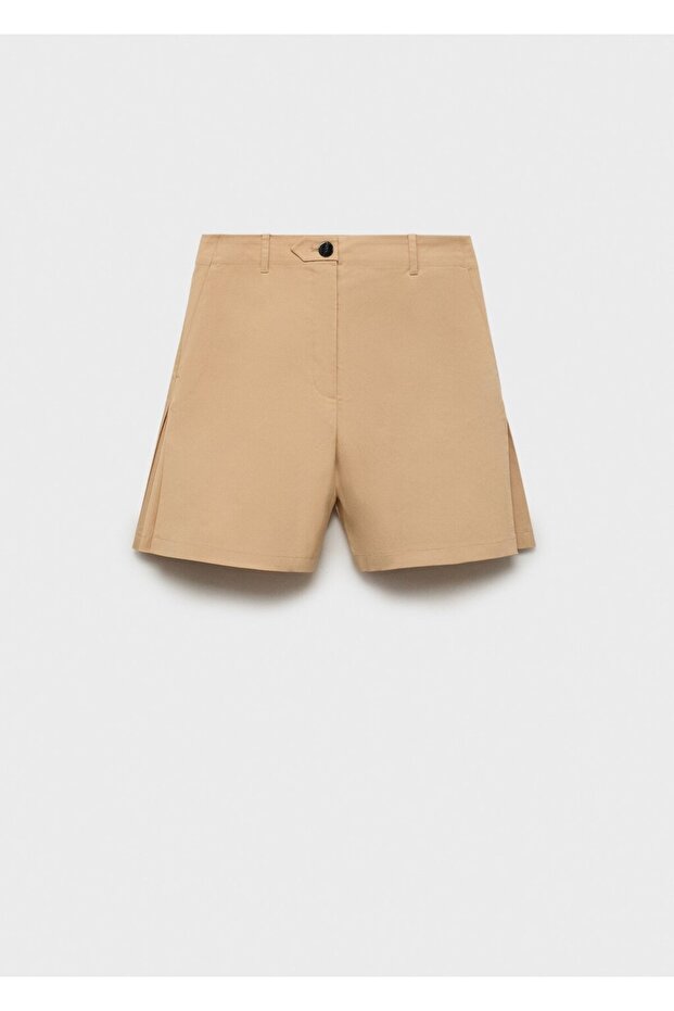 Pileli düz kesim şortlar - 3