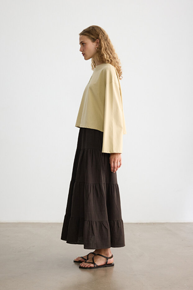 TRIOU CU Mânecă Lungă Brodată SAND - 6