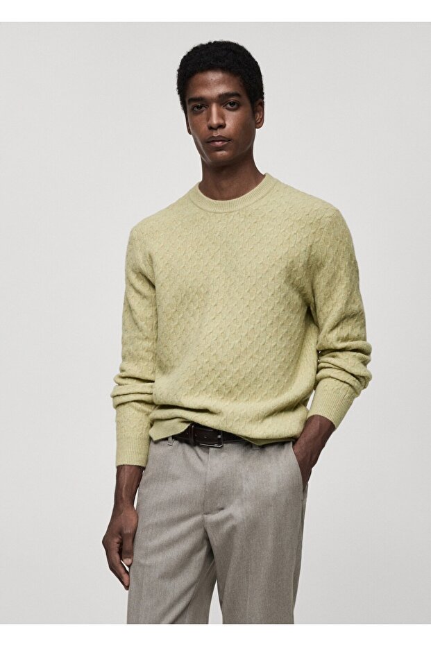 Örgü detaylı triko kazak - 1