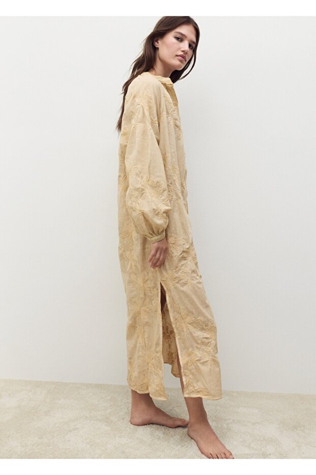 Overdyed işlemeli pamuklu gecelik - 7