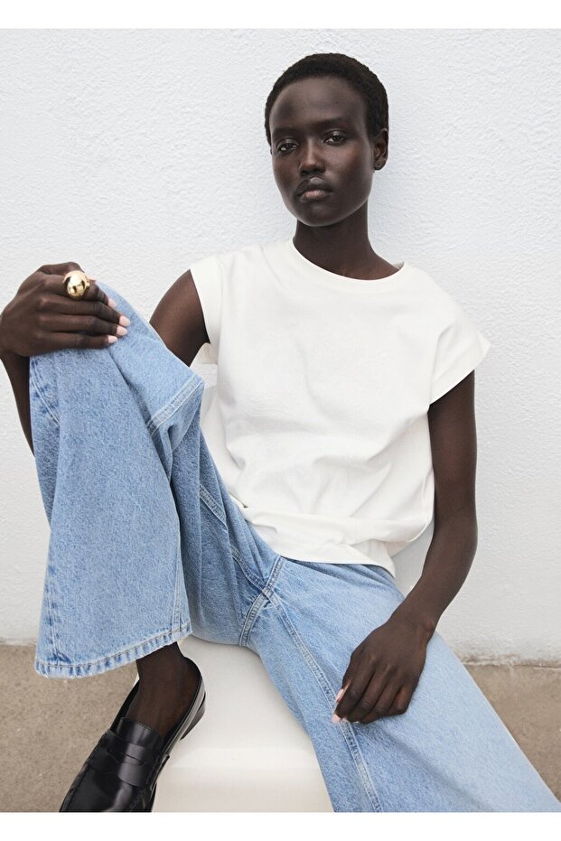 Pamuklu kolsuz tişört - 7