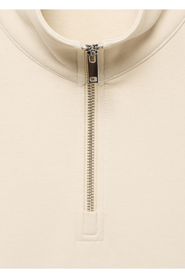 Fermuarlı regular kesim pamuklu sweatshirt - 8
