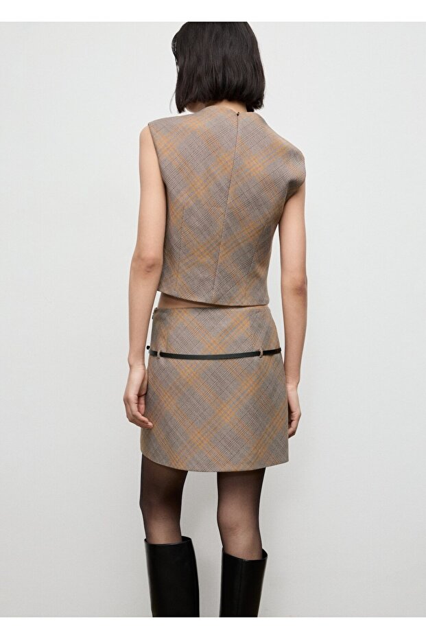 Kemerli kareli etek - 4