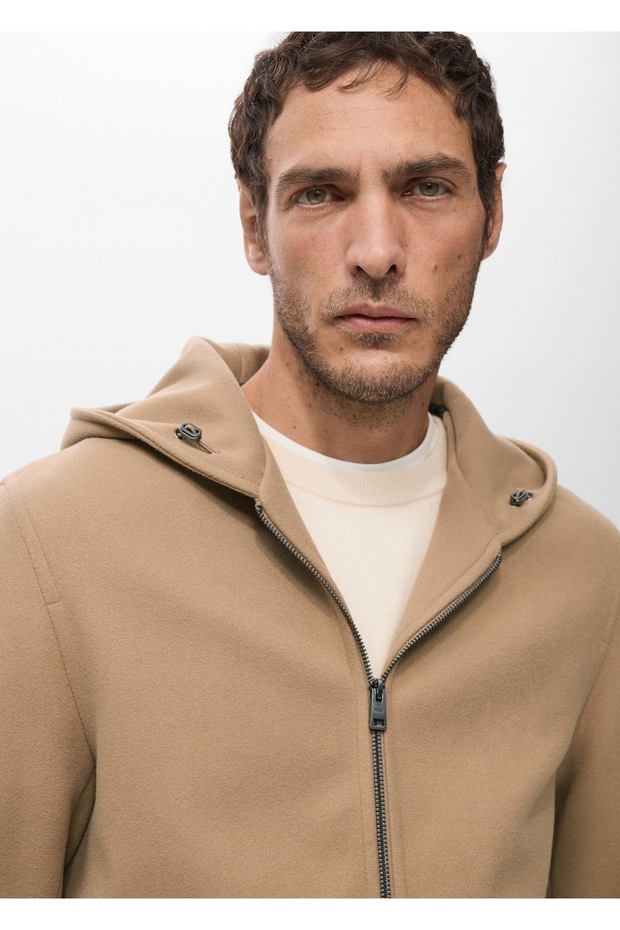 Kapüşonlu kumaş ceket - 6