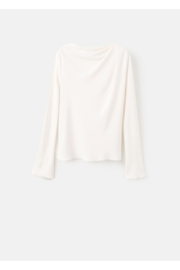 Drape kayık yaka bluz - 3