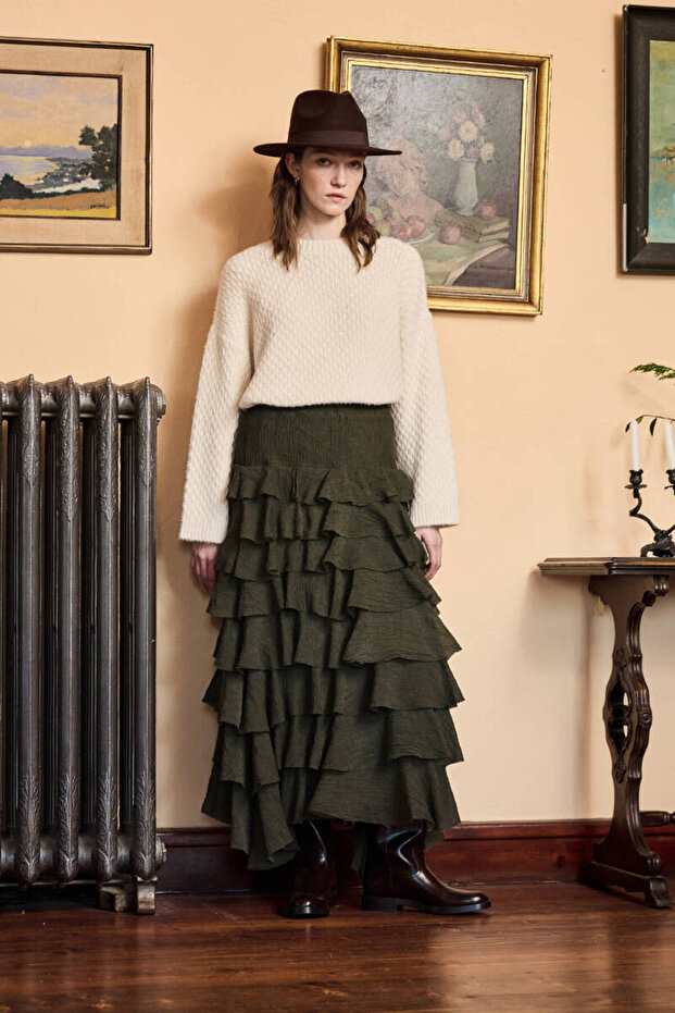 HAKİ KATLI ROMANTİK ETEK - 1