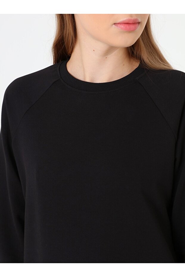 Bisiklet Yaka Diz Altı Sweatshirt - Siyah - Benin - 4