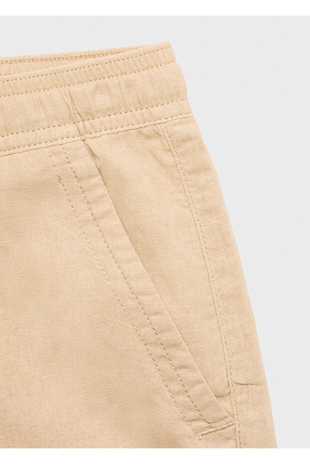 Beli elastik keten bermuda şort - 5