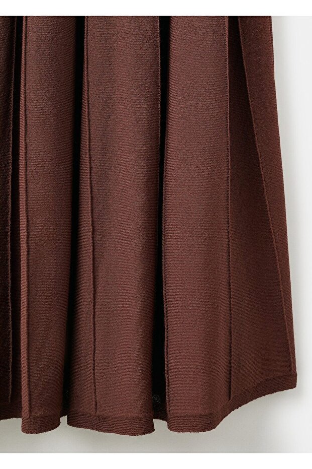 Dikişli uzun triko etek - 5